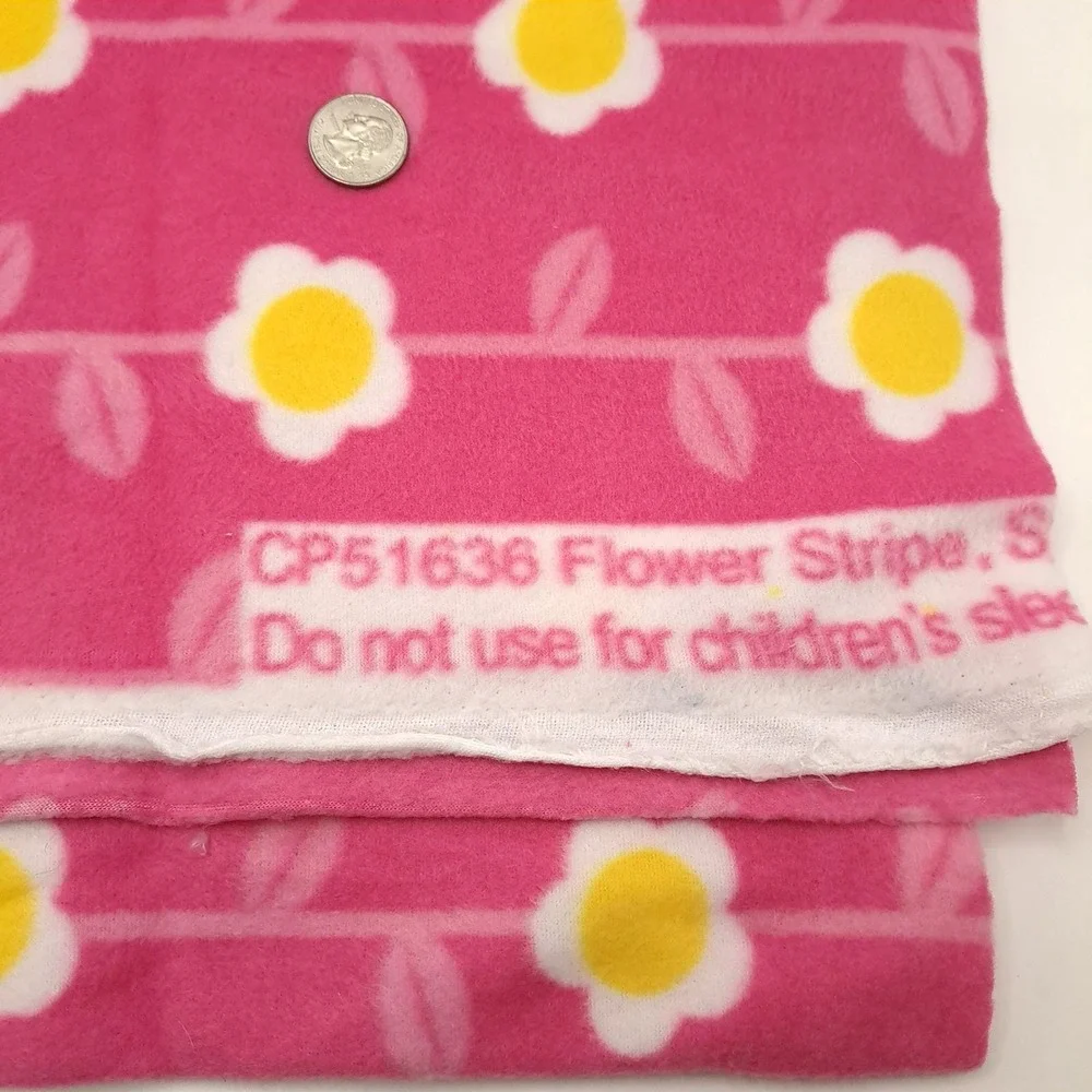 Vintage Pink Daisy Fleece Fabric 18